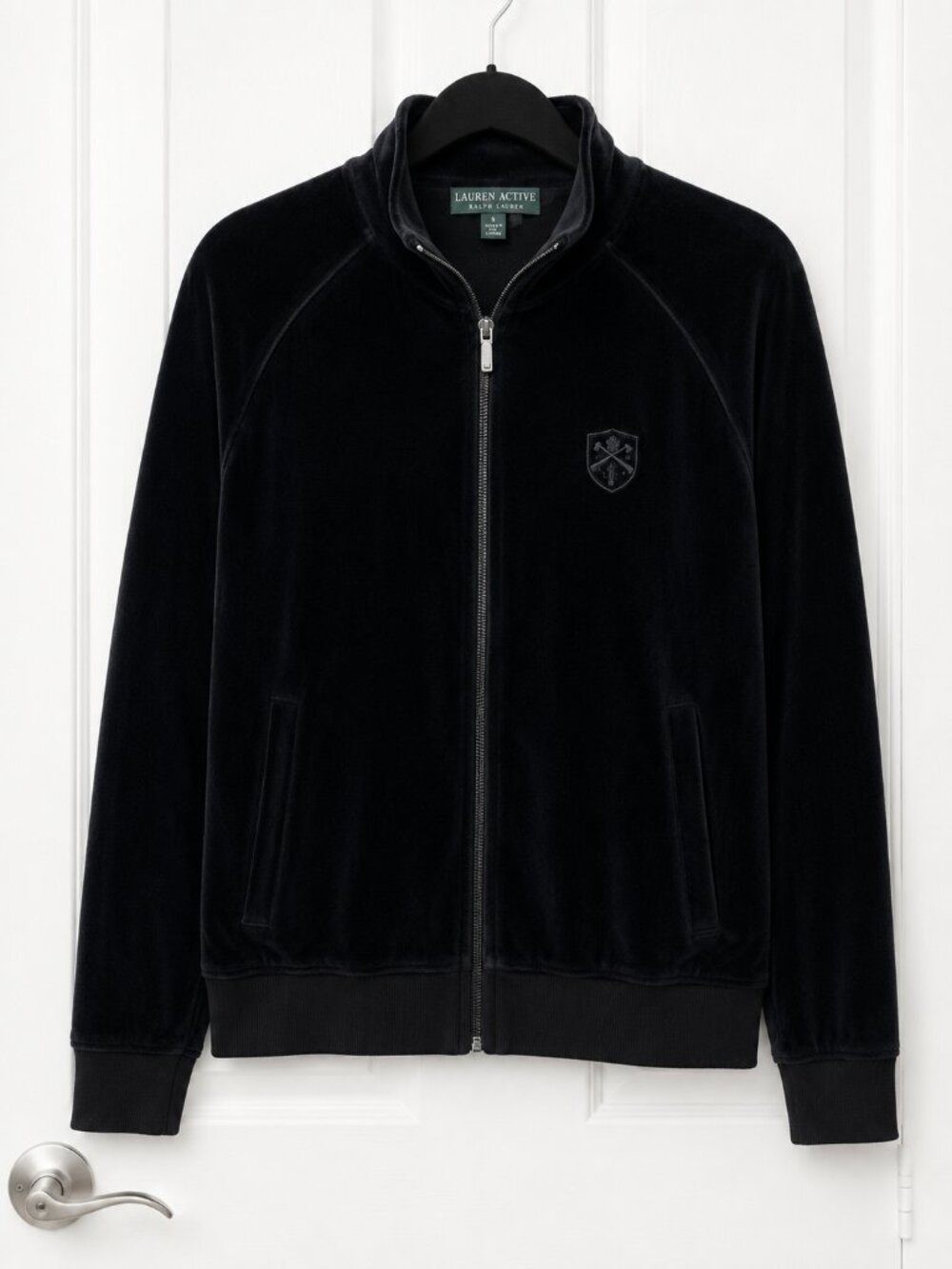 Lauren Ralph Lauren Active Black Velour Full Zip Jacket Women’s L
